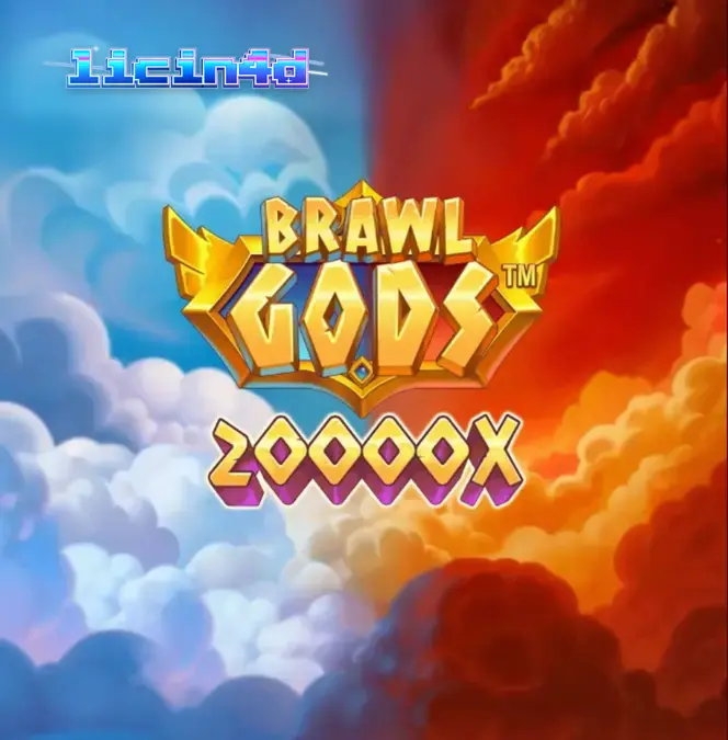 Tampilan visual slot Brawl Gods dengan desain layar terbagi antara Zeus dan Hades